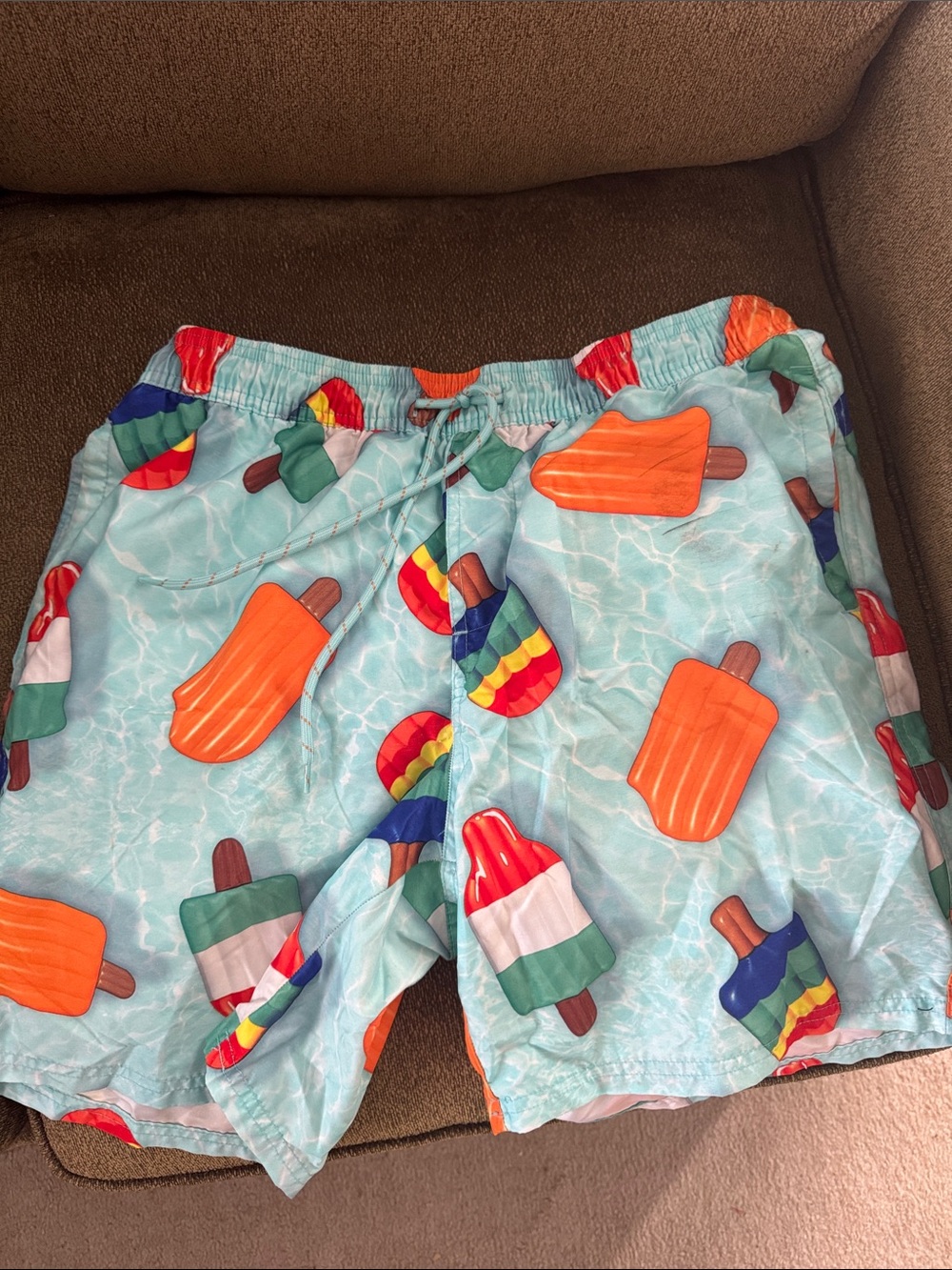 No Boundaries Light Blue Popsicle Print Men's Swim Board Shorts